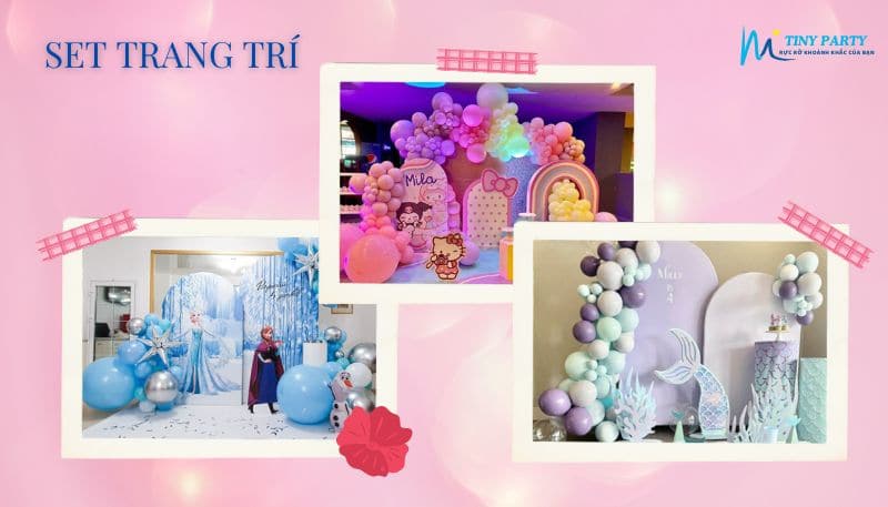 Set trang trí sinh nhật bé gái 