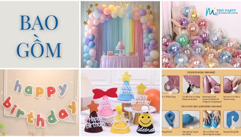 Set trang trí sinh nhật gồm 